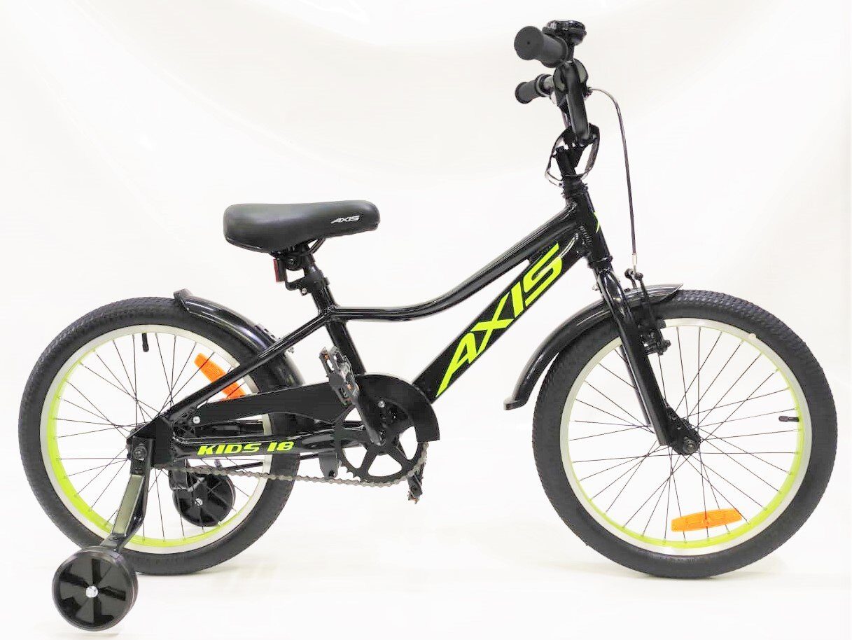 Велосипед AXIS KIDS 18 BLACK, Алюм.рама с доп.колесами
